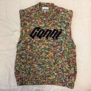*RARE* Ganni Colorful Knit Logo Vest S